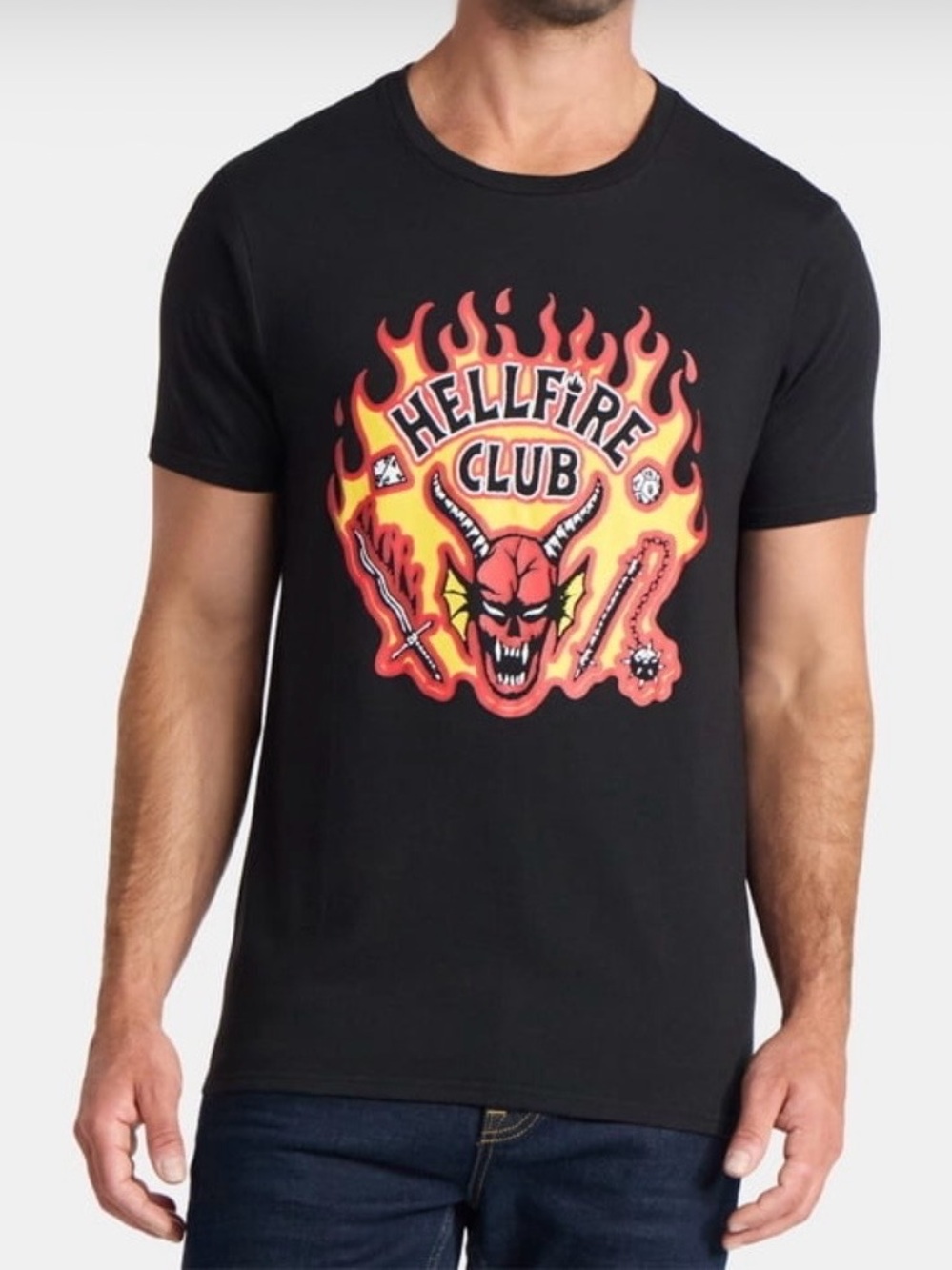 Netflix Stranger Things Men's Hellfire Club Graphic Tee Shirt Size S (28-30)